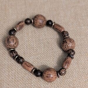 Wood Beaded Stretch Bracelet